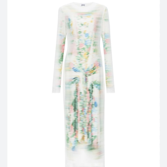 Loewe trompe-l'oeil-print mesh long dress - Picture 3 of 9
